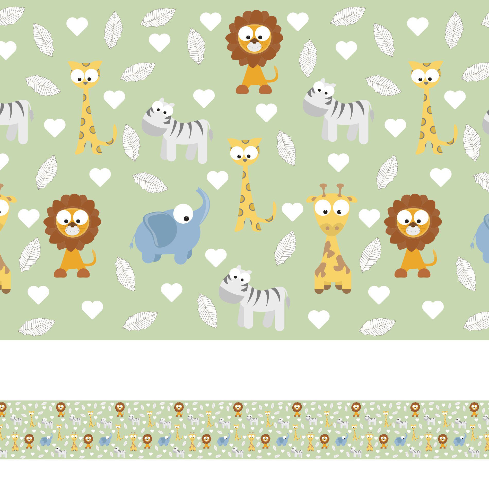 Adesivo de Parede Faixa Decorativa Infantil Animais Baby 10m x 10cm
