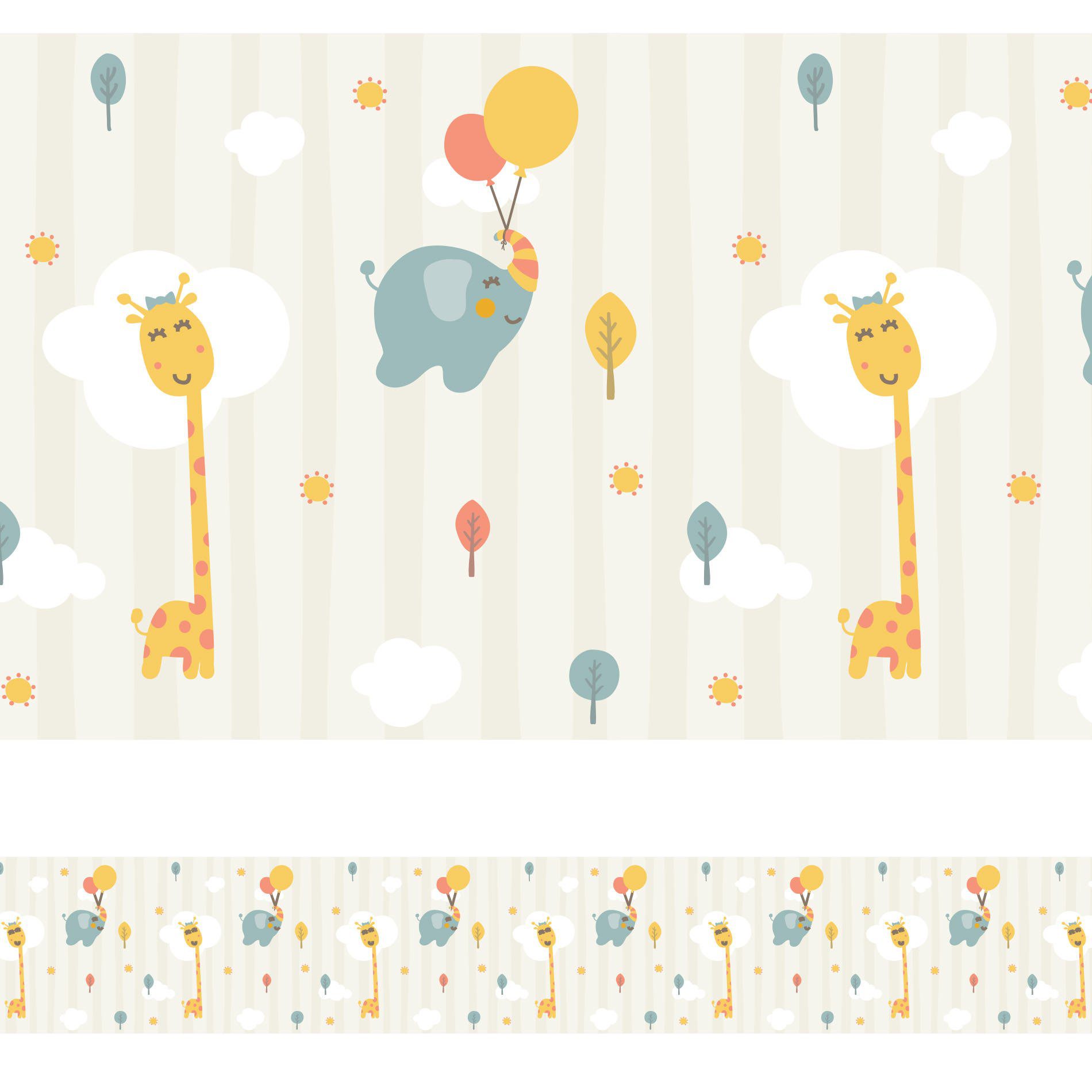 Faixa Decorativa Adesiva Infantil Animais Bichinhos 