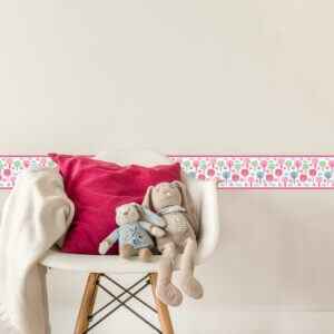Faixa Decorativa para Quarto de Bebê Floresta Rosa 6mx15cm