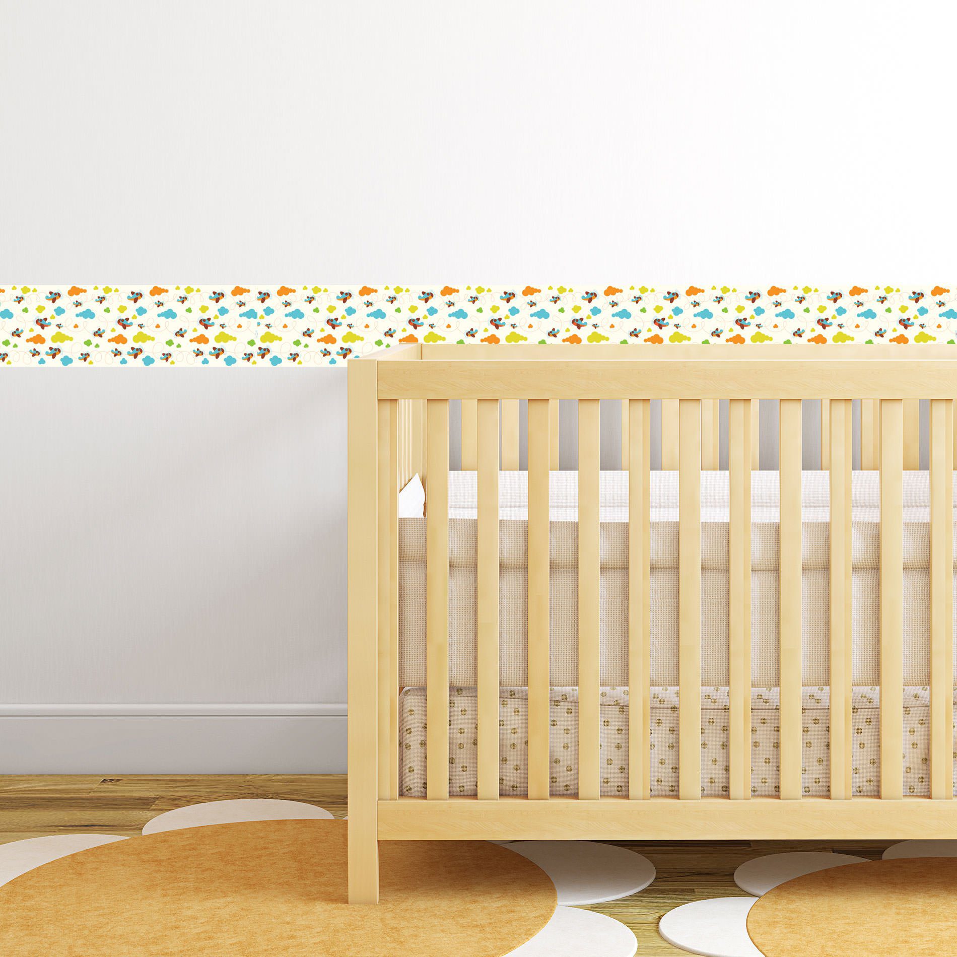Adesivo de Parede Faixa Decorativa Infantil Aviões 10m x 10cm