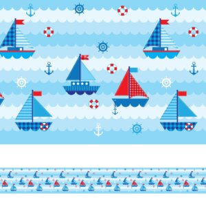 Adesivo de Parede Faixa Decorativa Infantil Barco 10m x 10cm