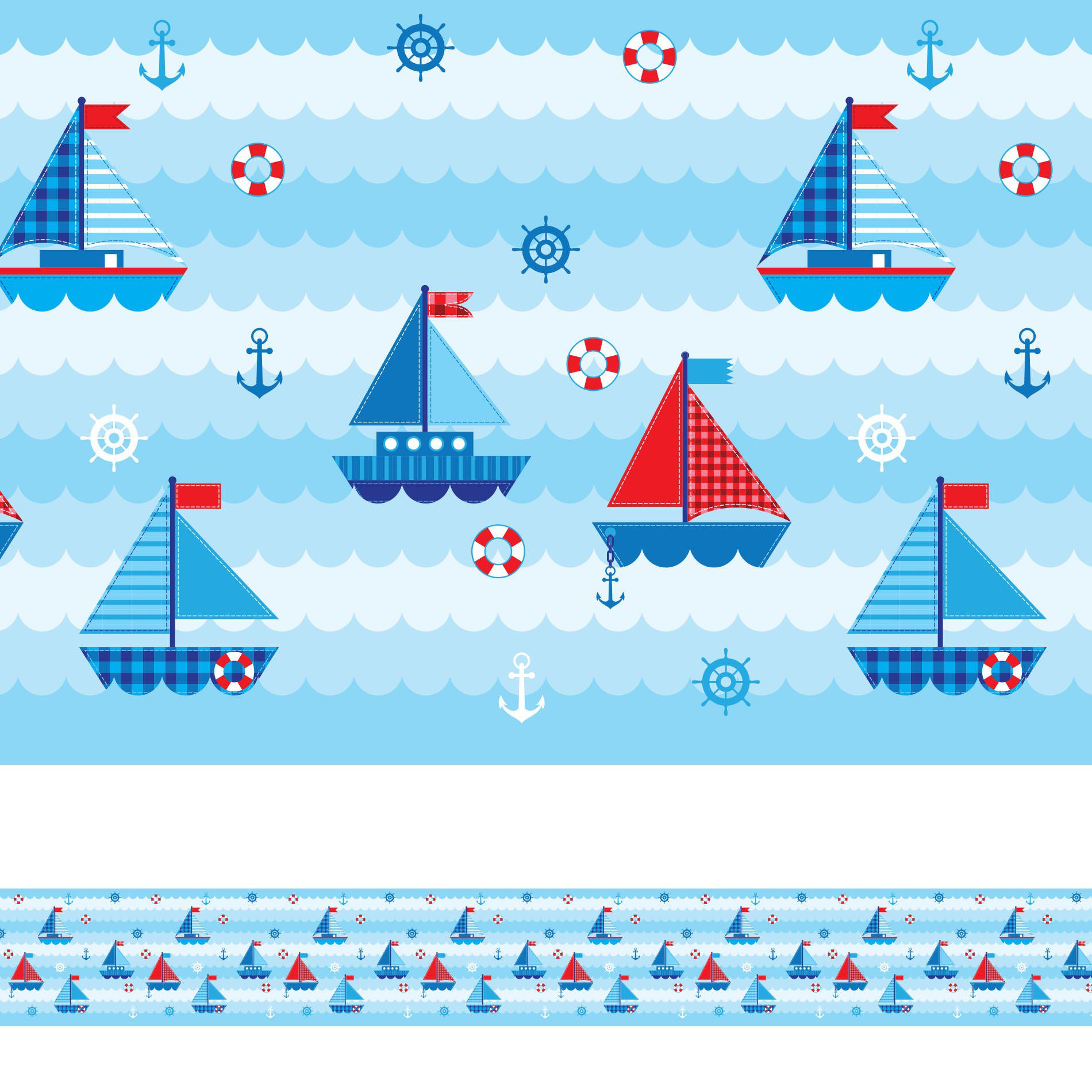 Adesivo de Parede Faixa Decorativa Infantil Barco 10m x 10cm