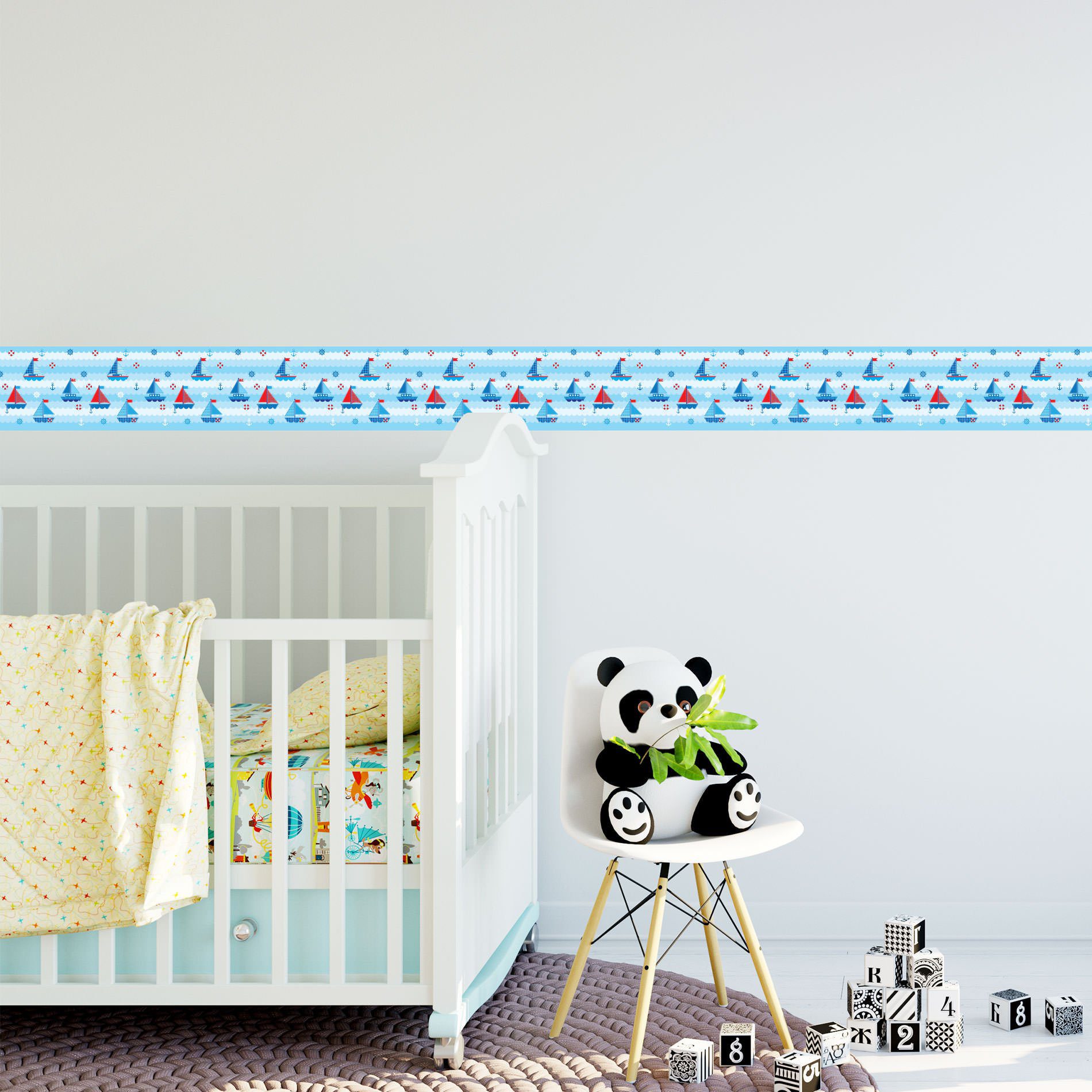 Faixa Adesiva Para Quarto de Menino Barquinho 6mx15cm