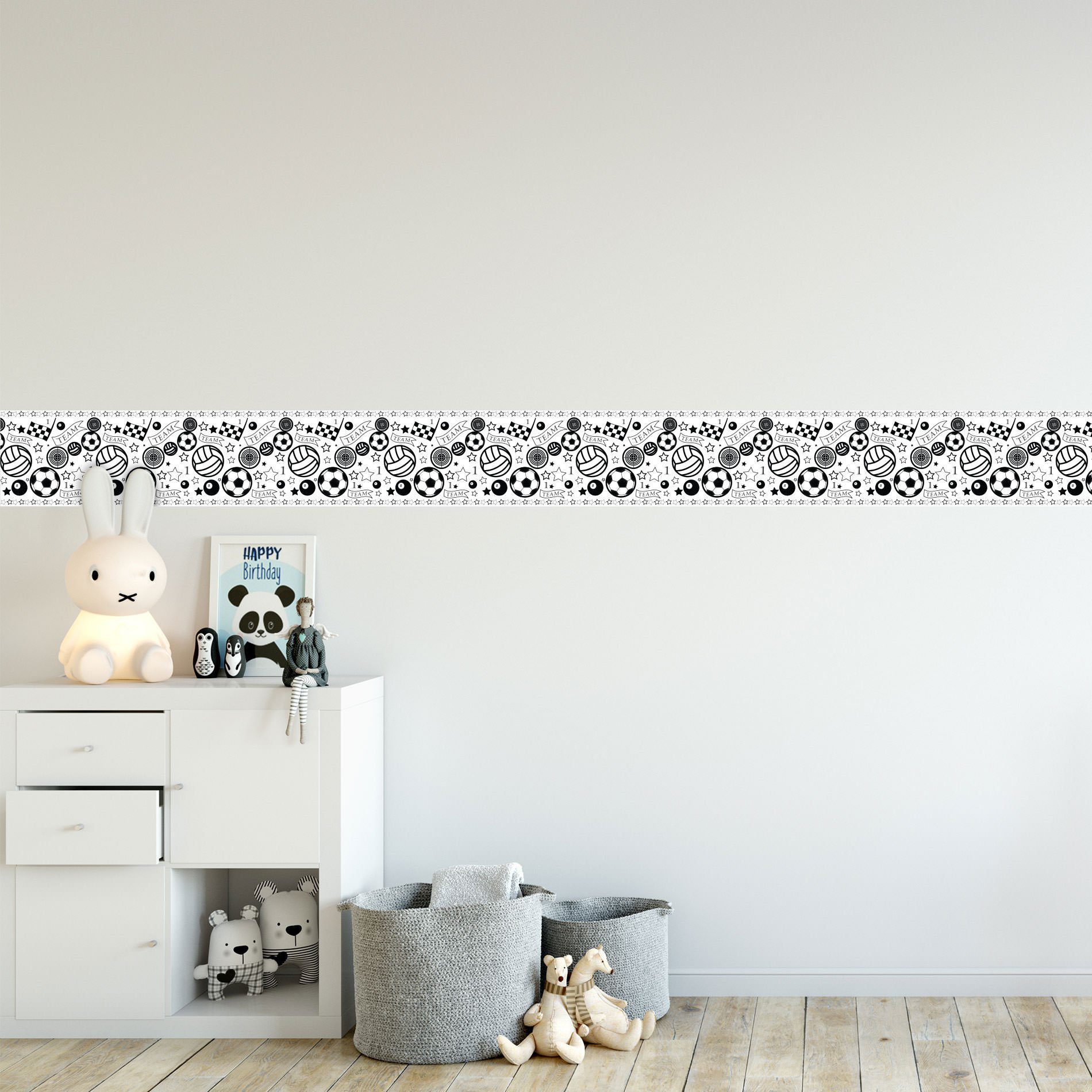 Adesivo de Parede Faixa Decorativa Infantil Bolas 10m x 10cm
