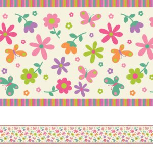 Faixa Floral para Quarto de Bebê Adesiva Borboletas 6mx15cm