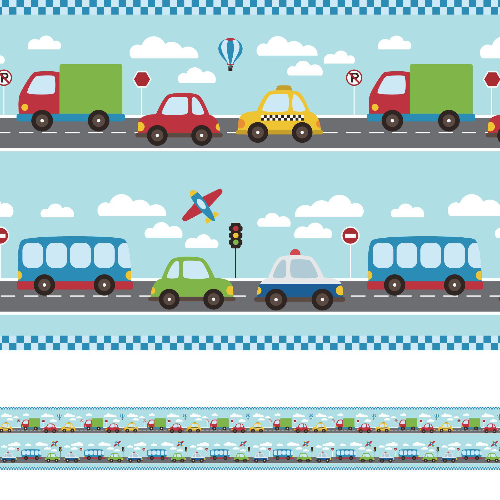 Adesivo de Parede Faixa Decorativa Infantil Carros 10m x 10cm