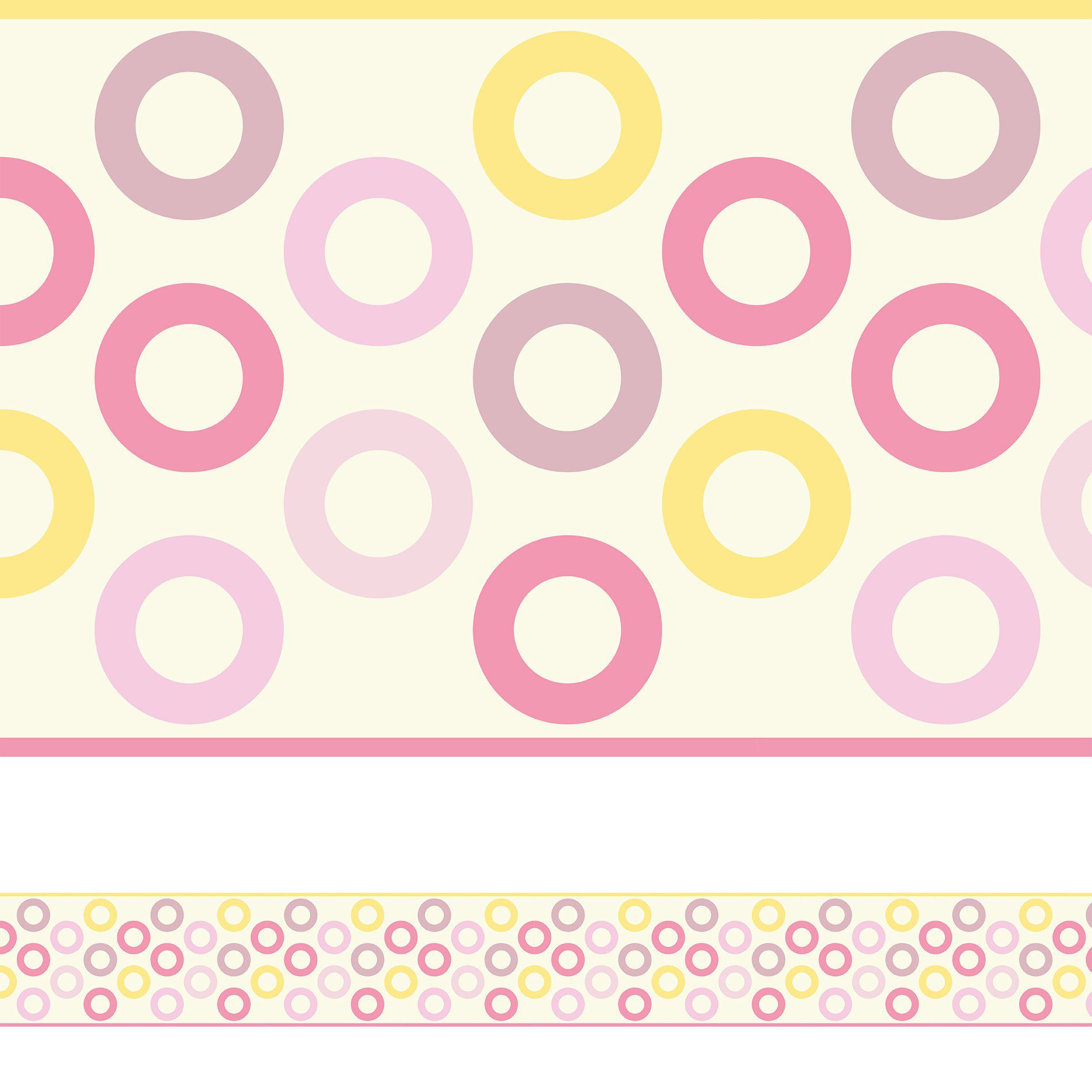 Adesivo de Parede Faixa Decorativa Infantil Círculos Rosa 10m x 10cm