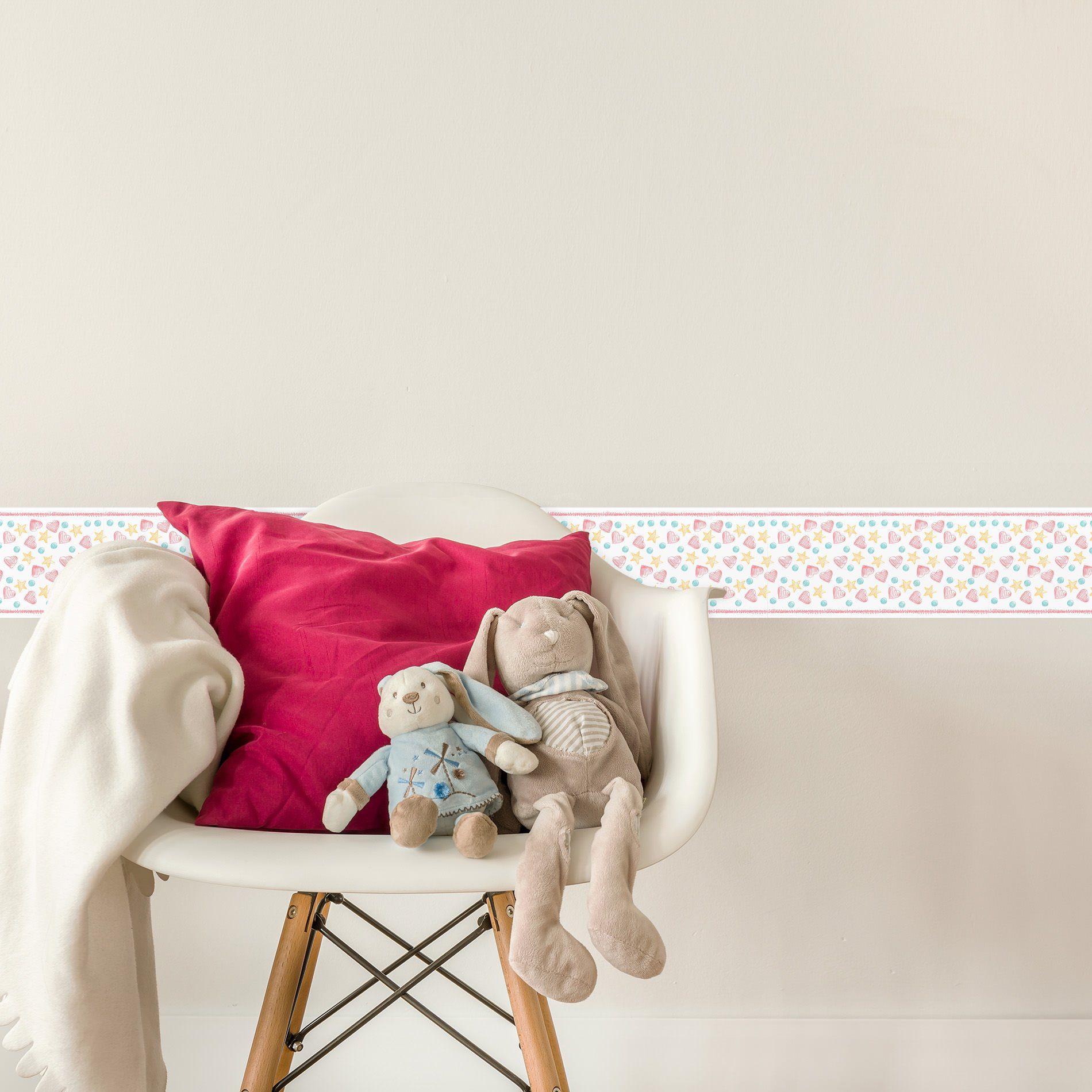 Adesivo de Parede Faixa Decorativa Infantil Coração 6m x 15cm