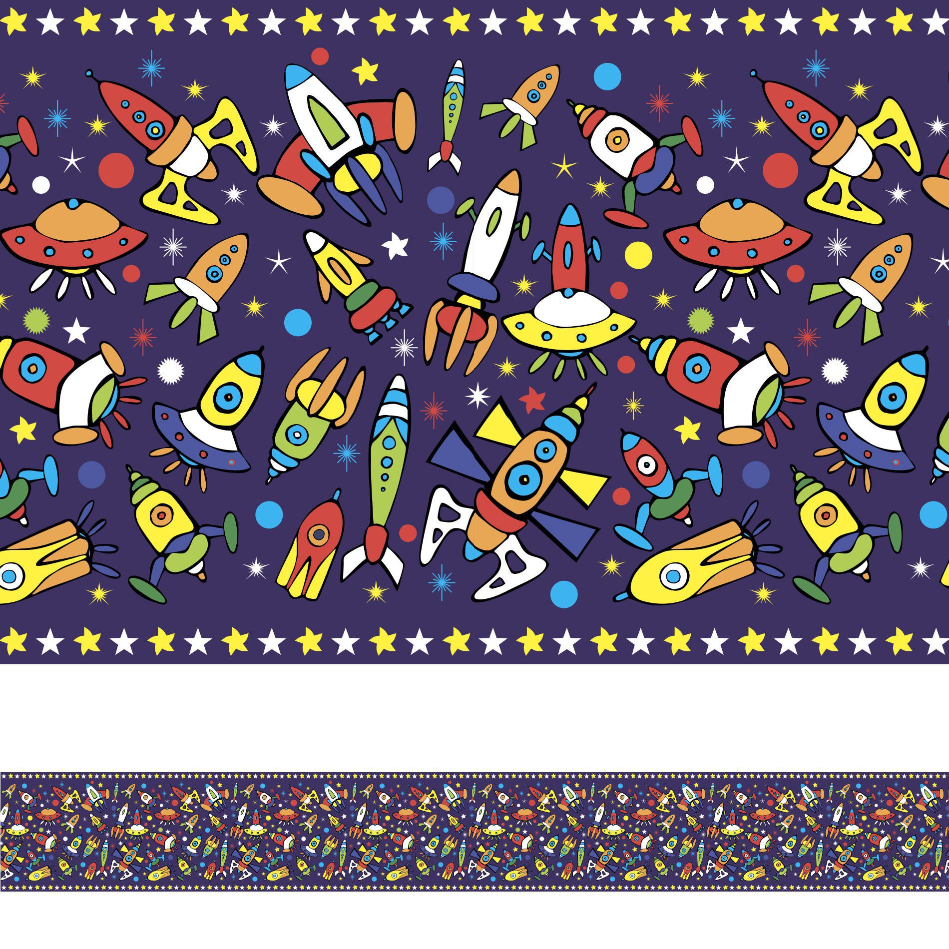 Faixa Adesiva para Quarto de Menino Espaço Sideral 6m x 15cm