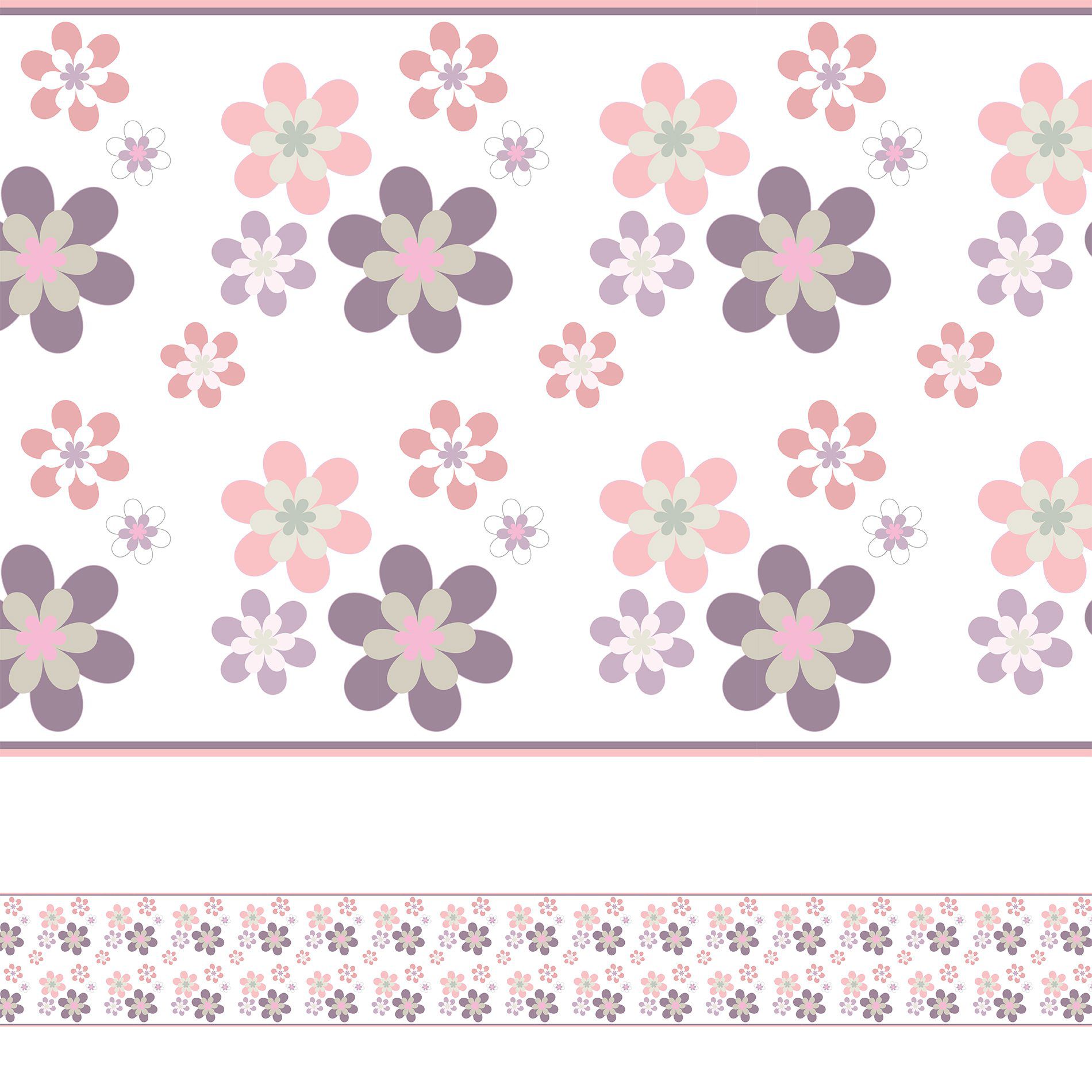 Faixa de Parede Floral para Quarto de Menina
