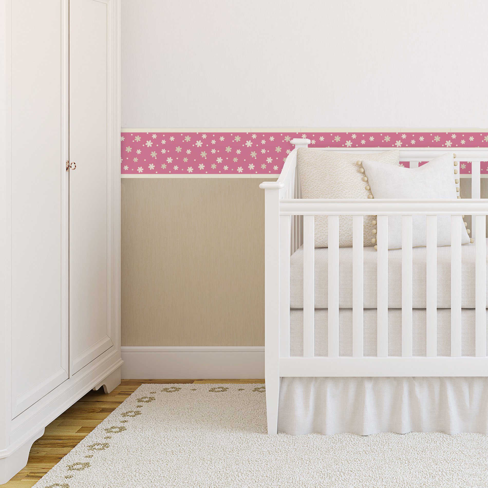 Faixa Decorativa para Quarto de Bebê Floral 3mx15cm