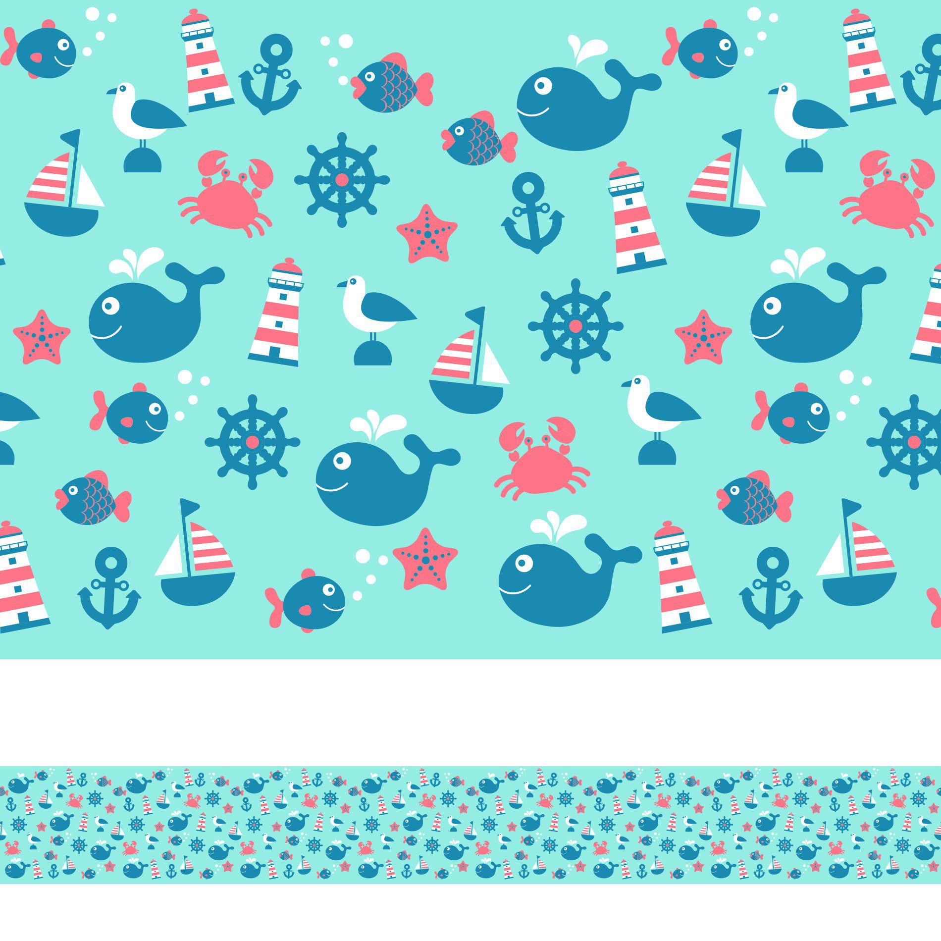 Adesivo de Parede Faixa Decorativa Infantil Peixinhos 10m x 10cm