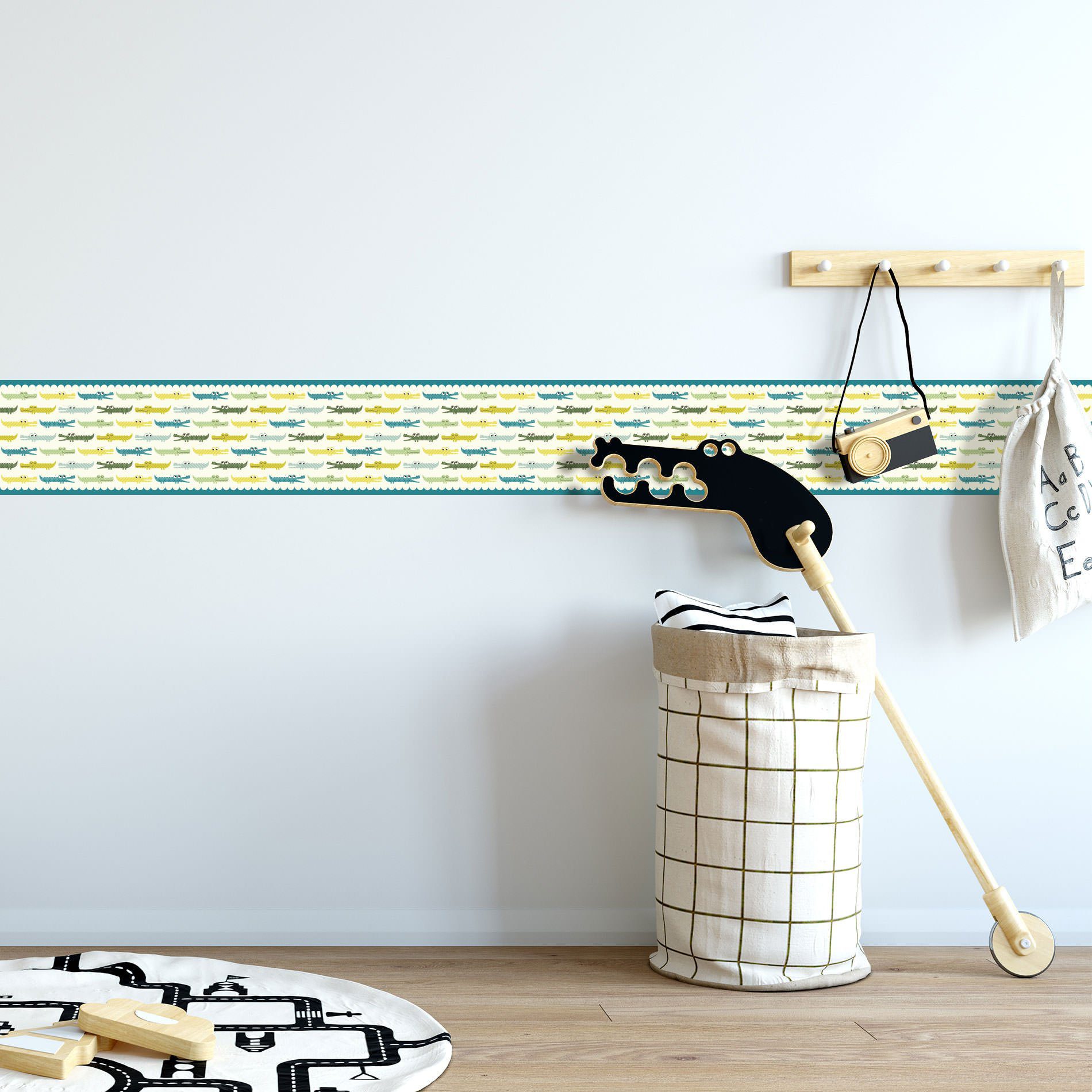 Faixa Decorativa Infantil Adesiva Jacaré Verde 3mx15cm