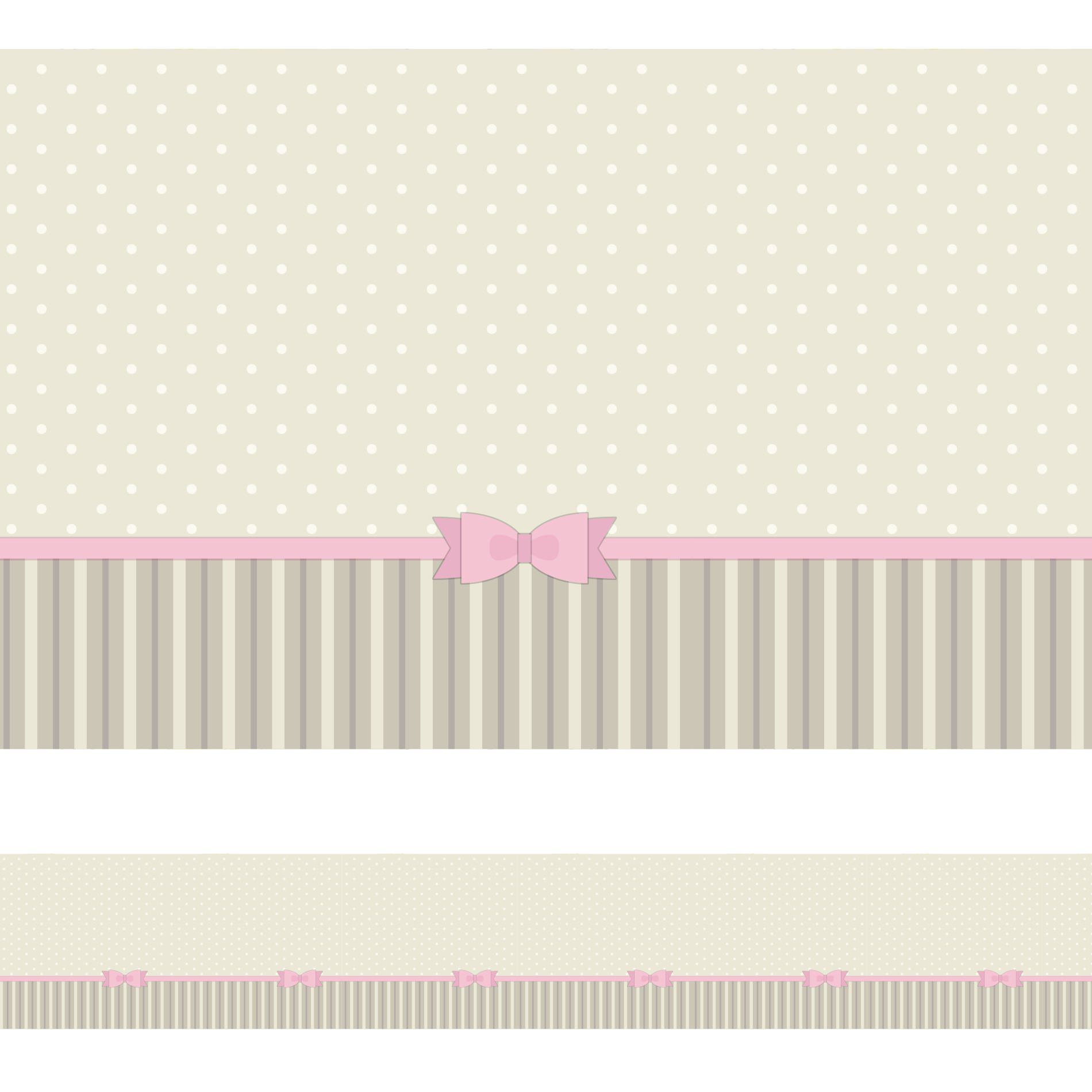 Faixa Decorativa para Quarto de Menina Laço Rosa