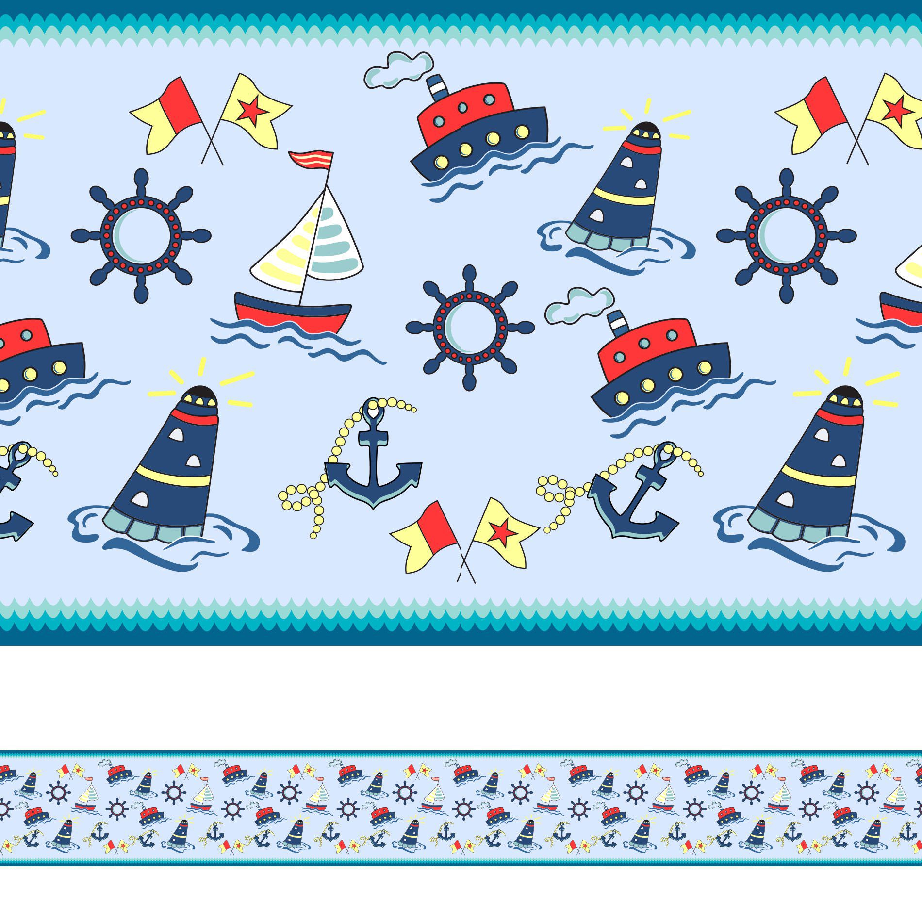 Adesivo de Parede Faixa Decorativa Infantil Marinheiro 10m x 10cm