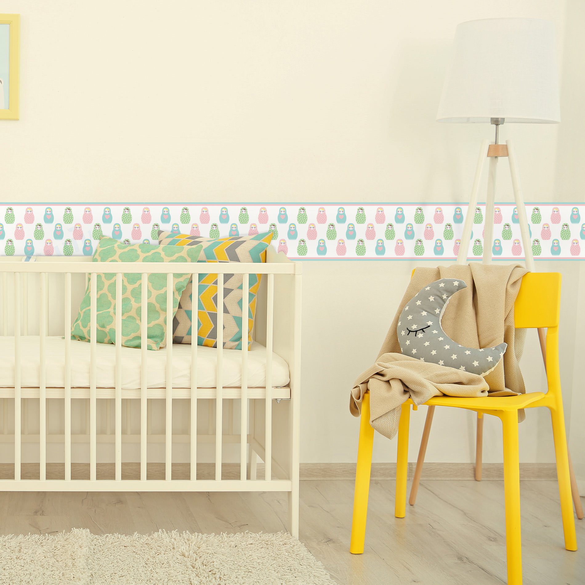 Adesivo de Parede Faixa Decorativa Infantil Matrioska 10m x 10cm