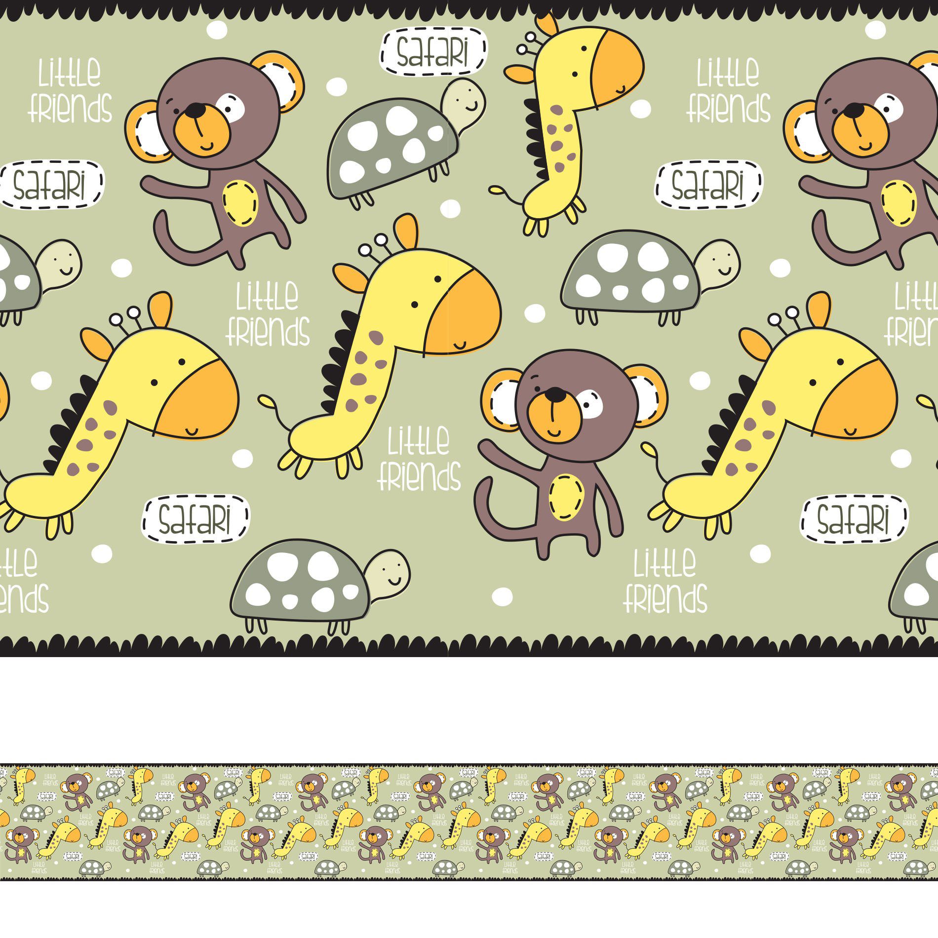 Adesivo de Parede Faixa Decorativa Infantil Safari 10m x 10cm