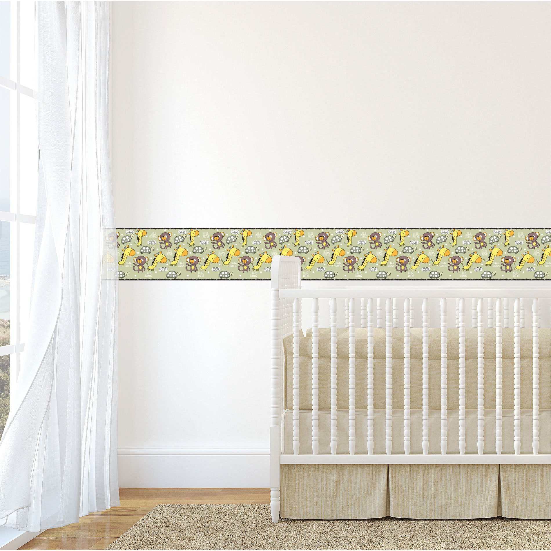 Adesivo de Parede Faixa Decorativa Infantil Safari 10m x 10cm