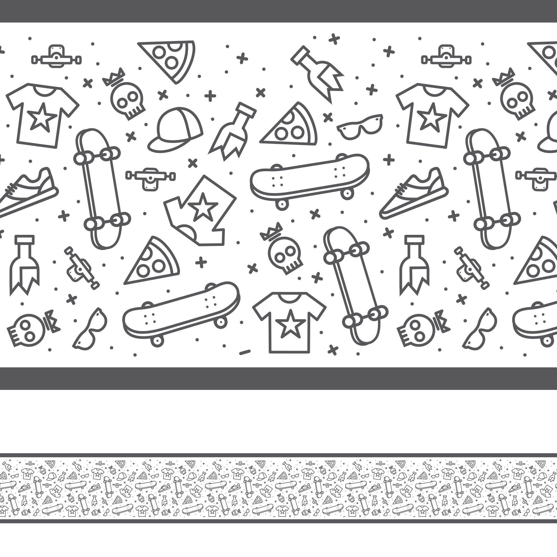 Adesivo de Parede Faixa Decorativa Infantil Skate 10m x 10cm