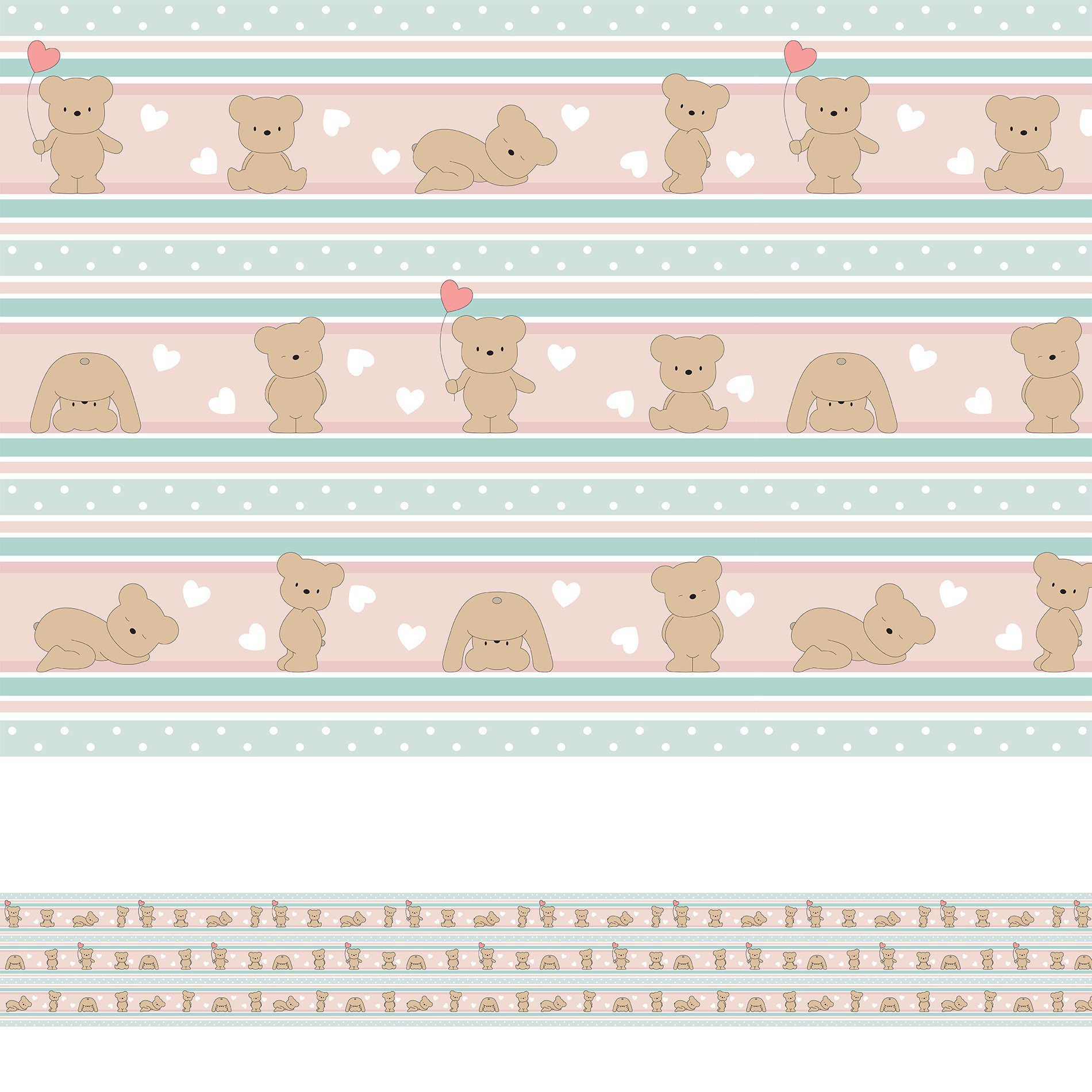 Adesivo de Parede Faixa Decorativa Infantil Ursinhos 10m x 10cm