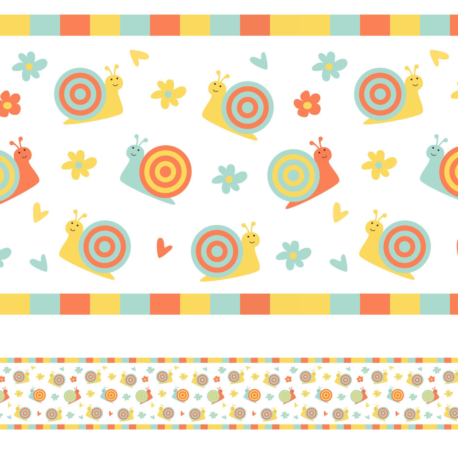 Faixa Decorativa para Quarto de Bebê Caracol 10m x 10cm