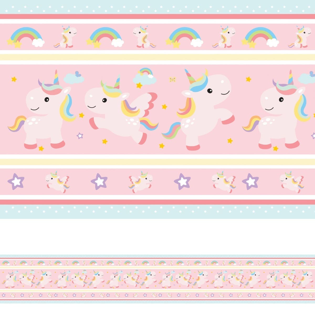 Faixa de Parede Unicornio para Quarto de Menina 5mx10cm