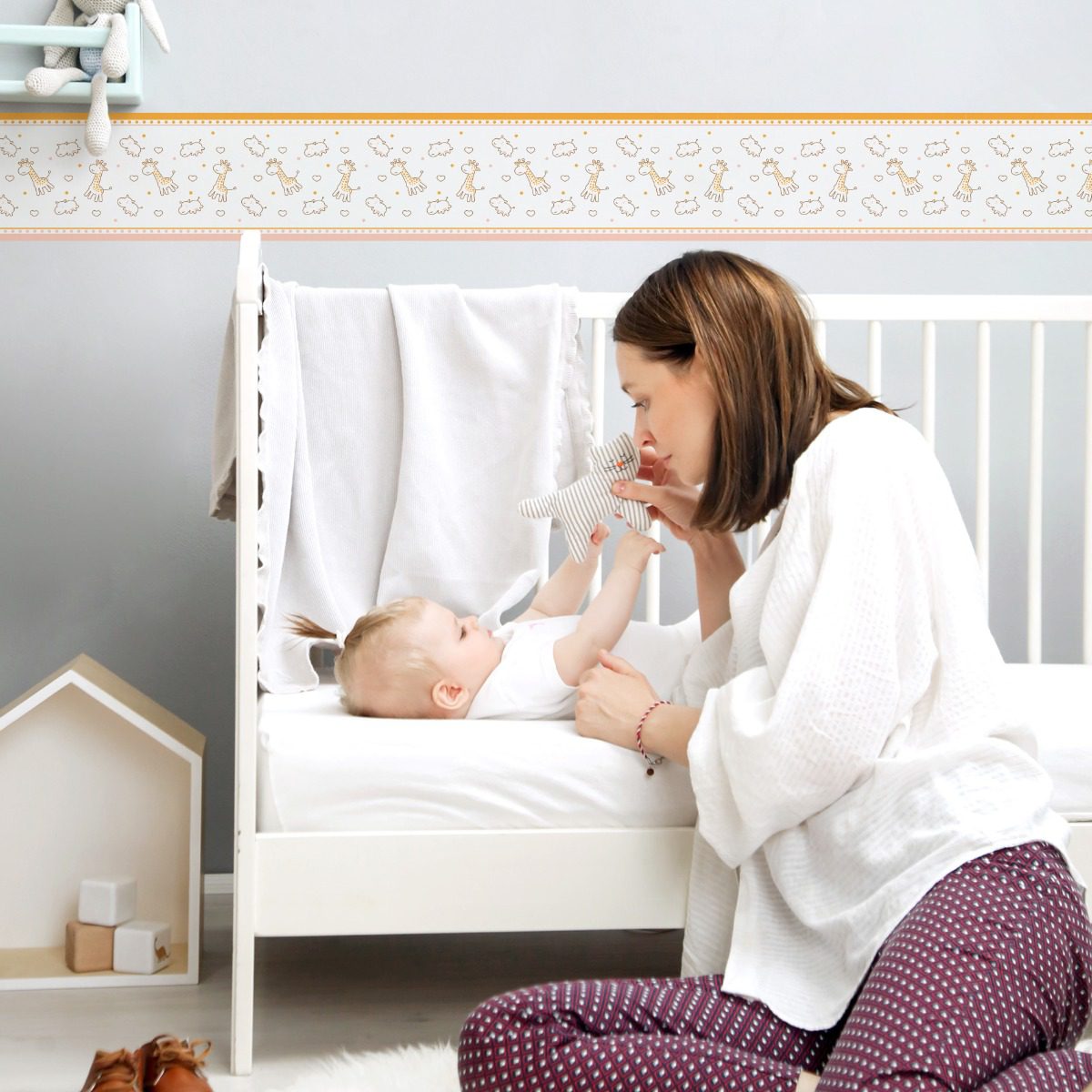 Faixa Decorativa Infantil Girafa e Hipopótamo