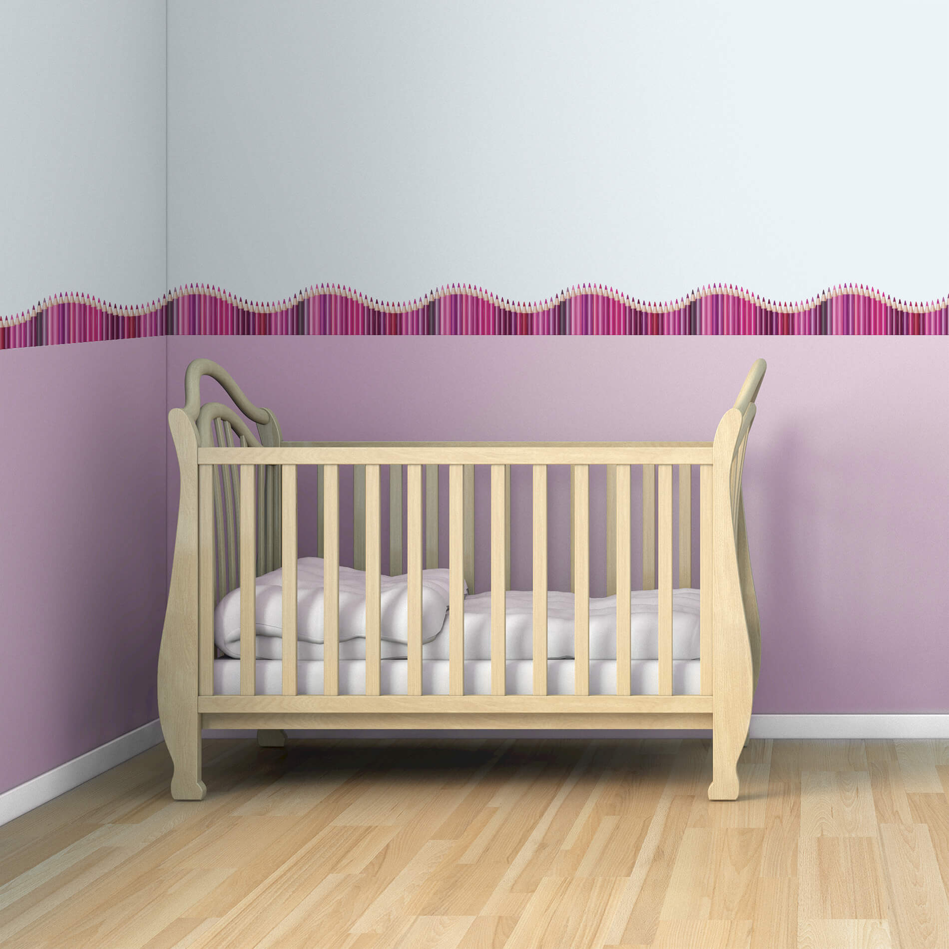 Faixa Decorativa Adesiva Infantil Lapis de Cor Rosa 10mx10cm