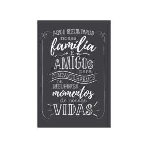 Placa Decorativa MDF Frase Família Reunida 30x40