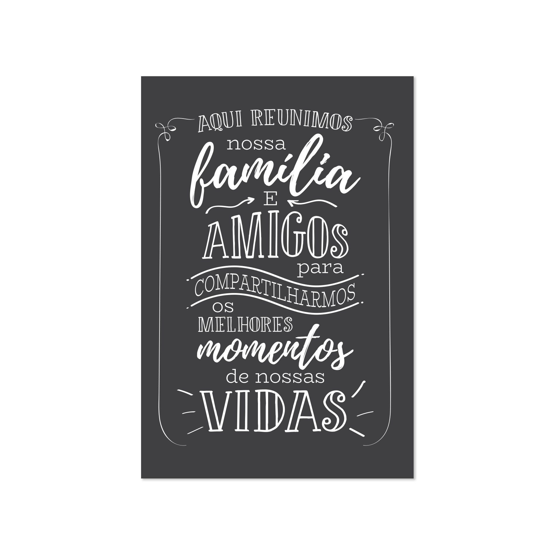 Placa Decorativa MDF Frase Família Reunida 30x40