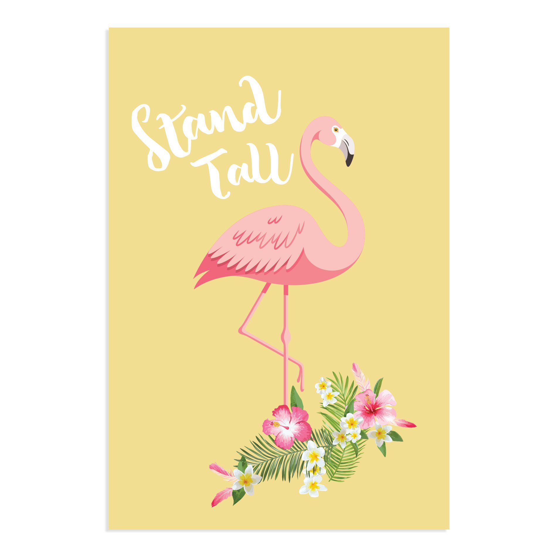Placa Decorativa MDF Flamingo e Folha 30x40cm