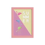 Quadro Decorativo MDF Flamingo Summer Moldura Rosa 22x32cm