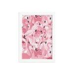 Quadro Flamingos Tropicais Moldura Branca 33x43cm