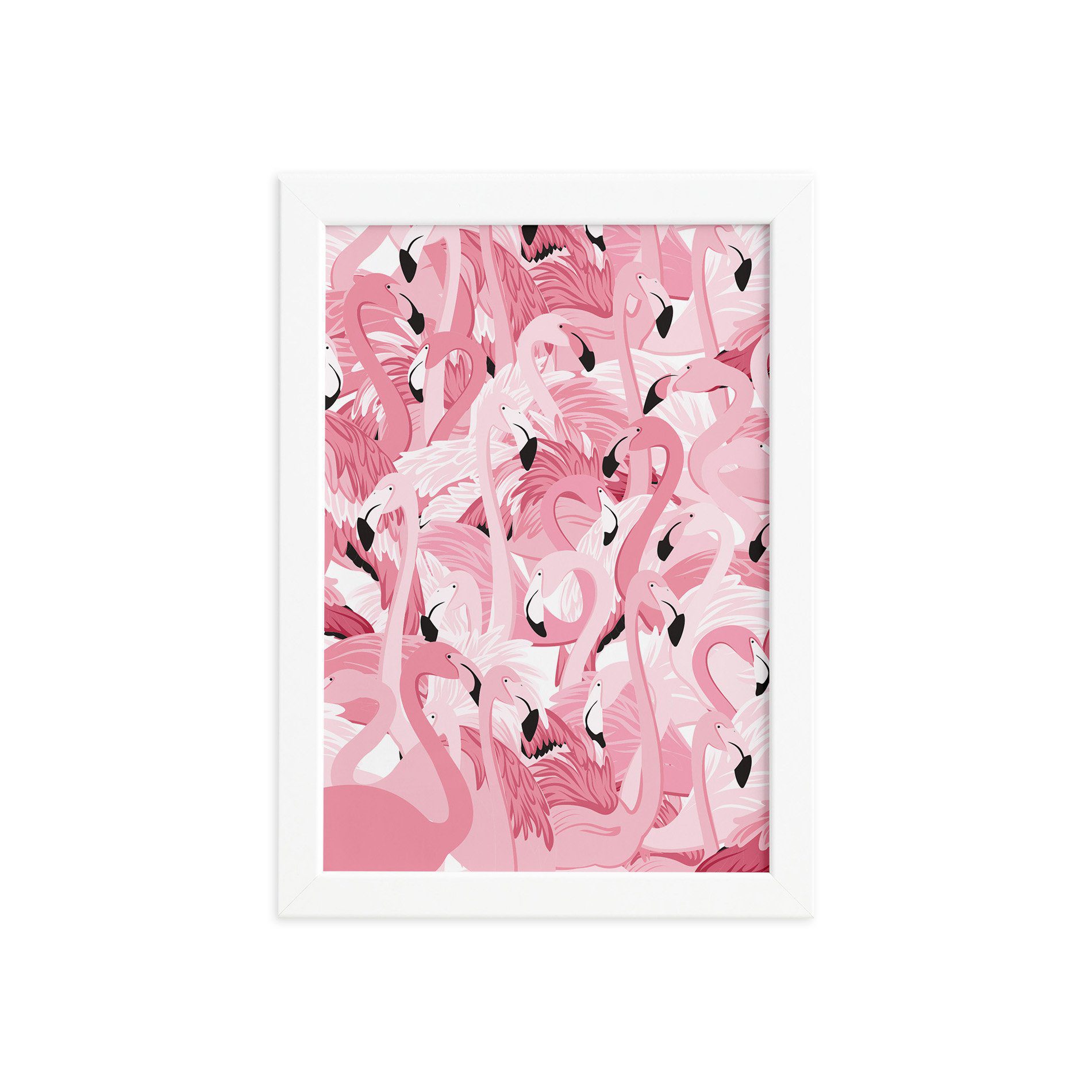 Quadro Flamingos Tropicais Moldura Branca 33x43cm