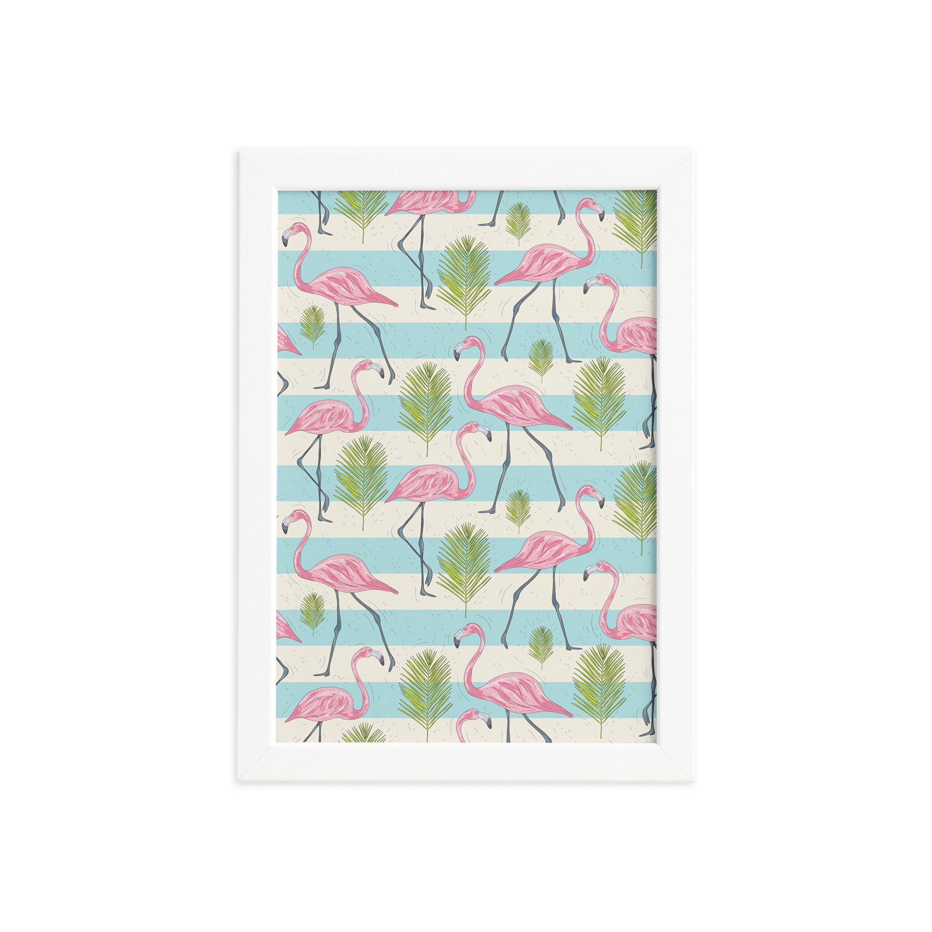 Quadro Flamingo Moldura Branca 33x43cm
