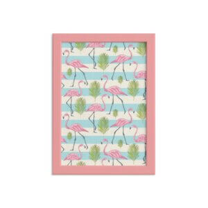 Quadro Flamingo Moldura Rosa 22x32cm