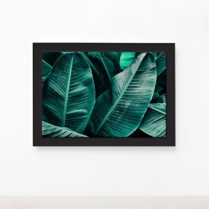 Quadro Decorativo Folhagem Folha Moldura Preta 33x43cm