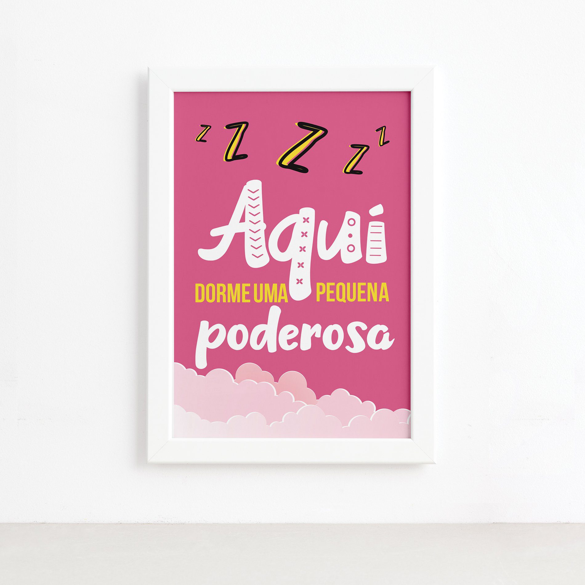 Quadro Infantil Frase Menina Moldura Branca 4un 22x32cm
