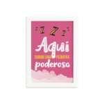 Quadro Infantil Menina Poderosa Moldura Branca 33x43cm