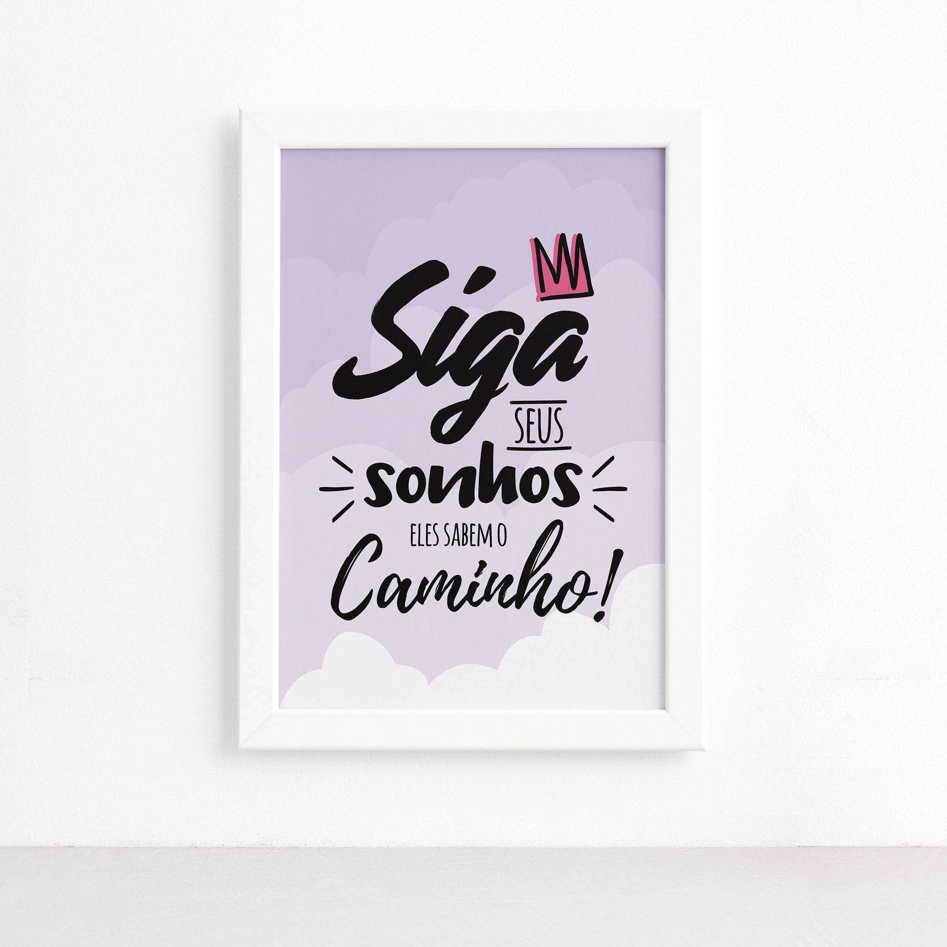 Quadro Infantil Frase Menina Moldura Branca 4un 22x32cm