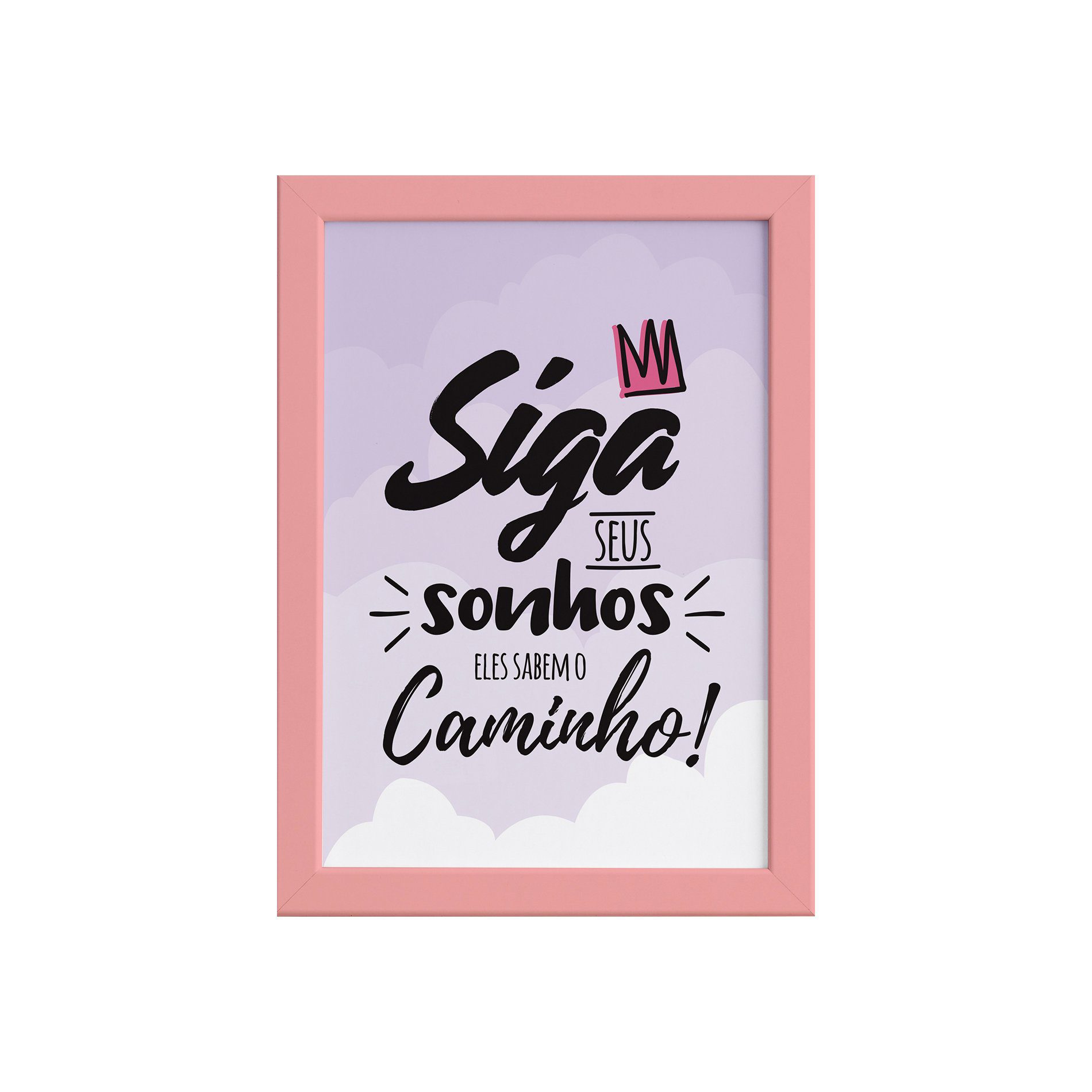 Quadro Infantil Menina Sonhos Moldura Rosa 22x32cm