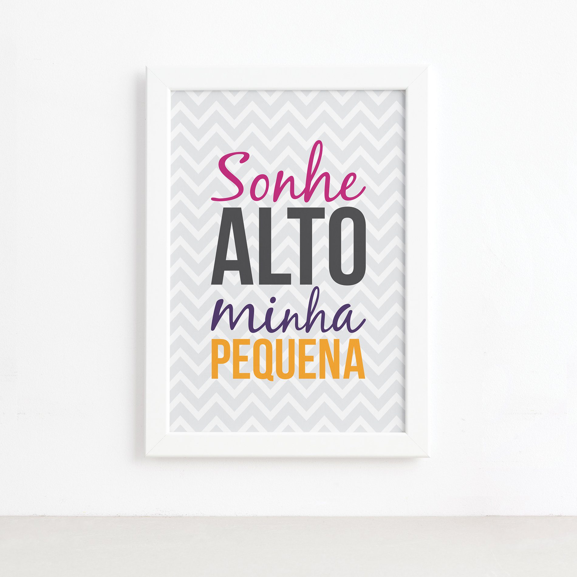 Quadro Infantil Frase Menina Moldura Branca 4un 22x32cm