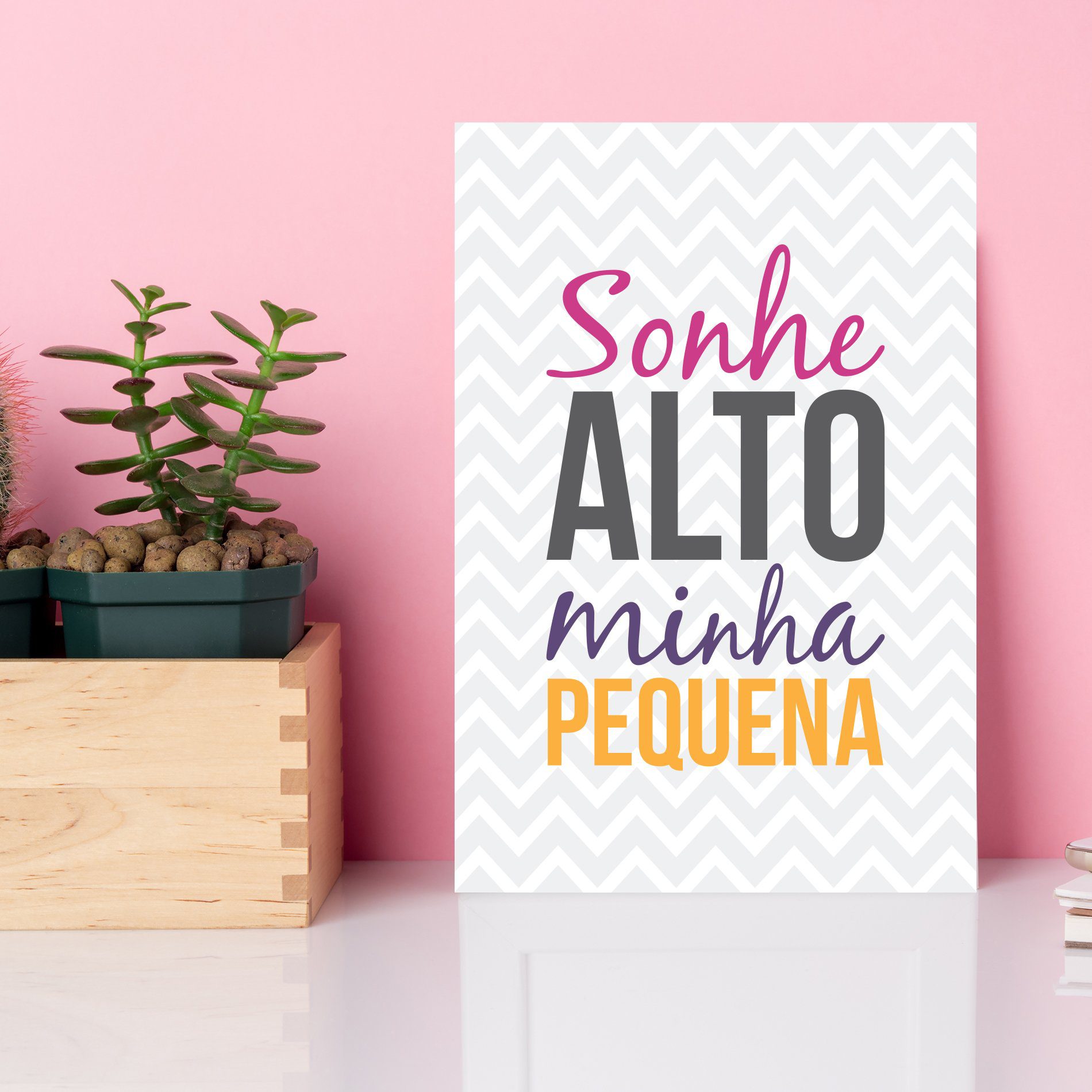 Placa Decorativa MDF Infantil Frase Sonhe Alto 20x30cm