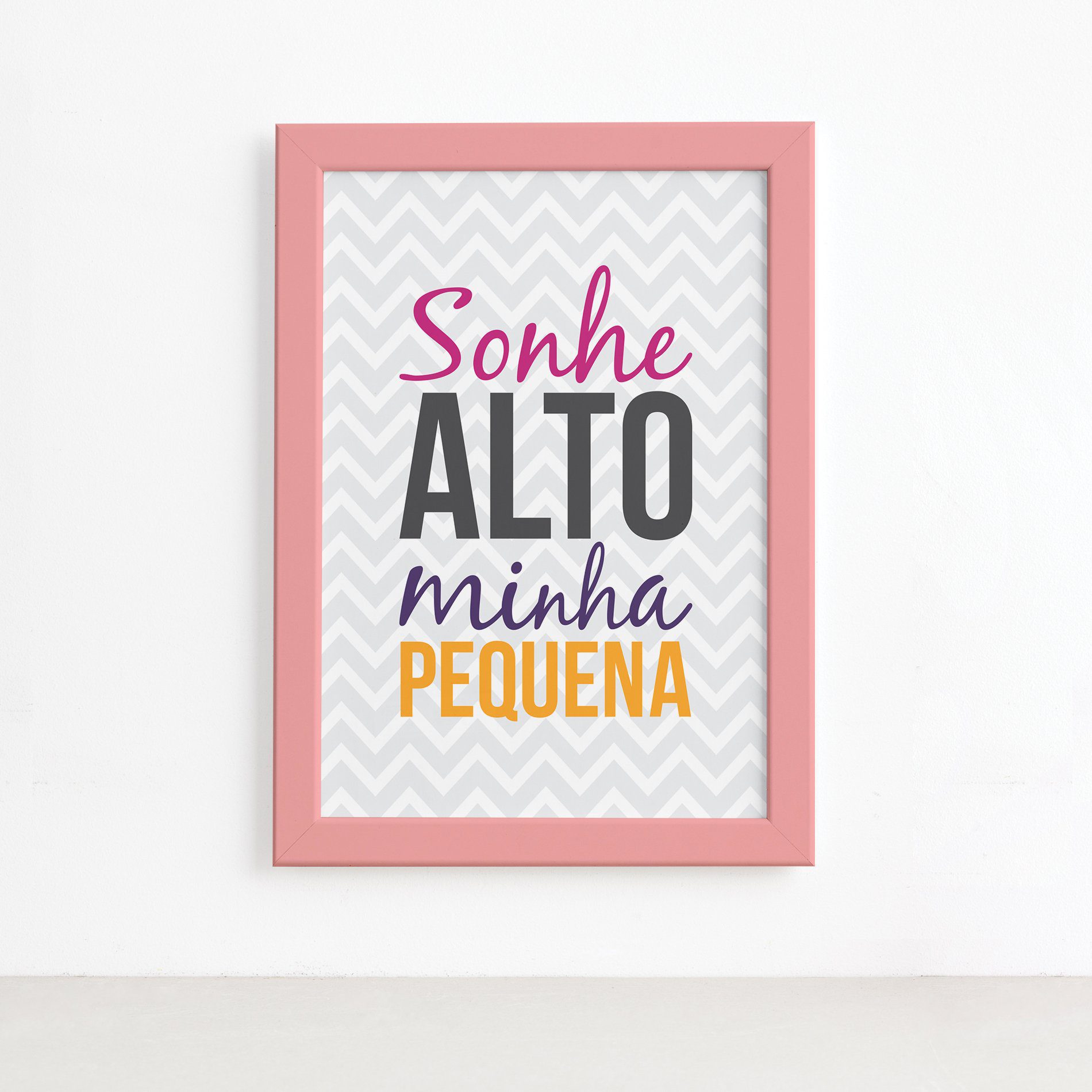 Quadro Infantil Frase Menina Moldura Rosa 4un 22x32cm