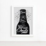Quadro Frase Boteco Garrafa Moldura Branca 33x43cm