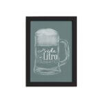 Quadro Frase Boteco Litro Aberto Moldura Preta 33x43cm
