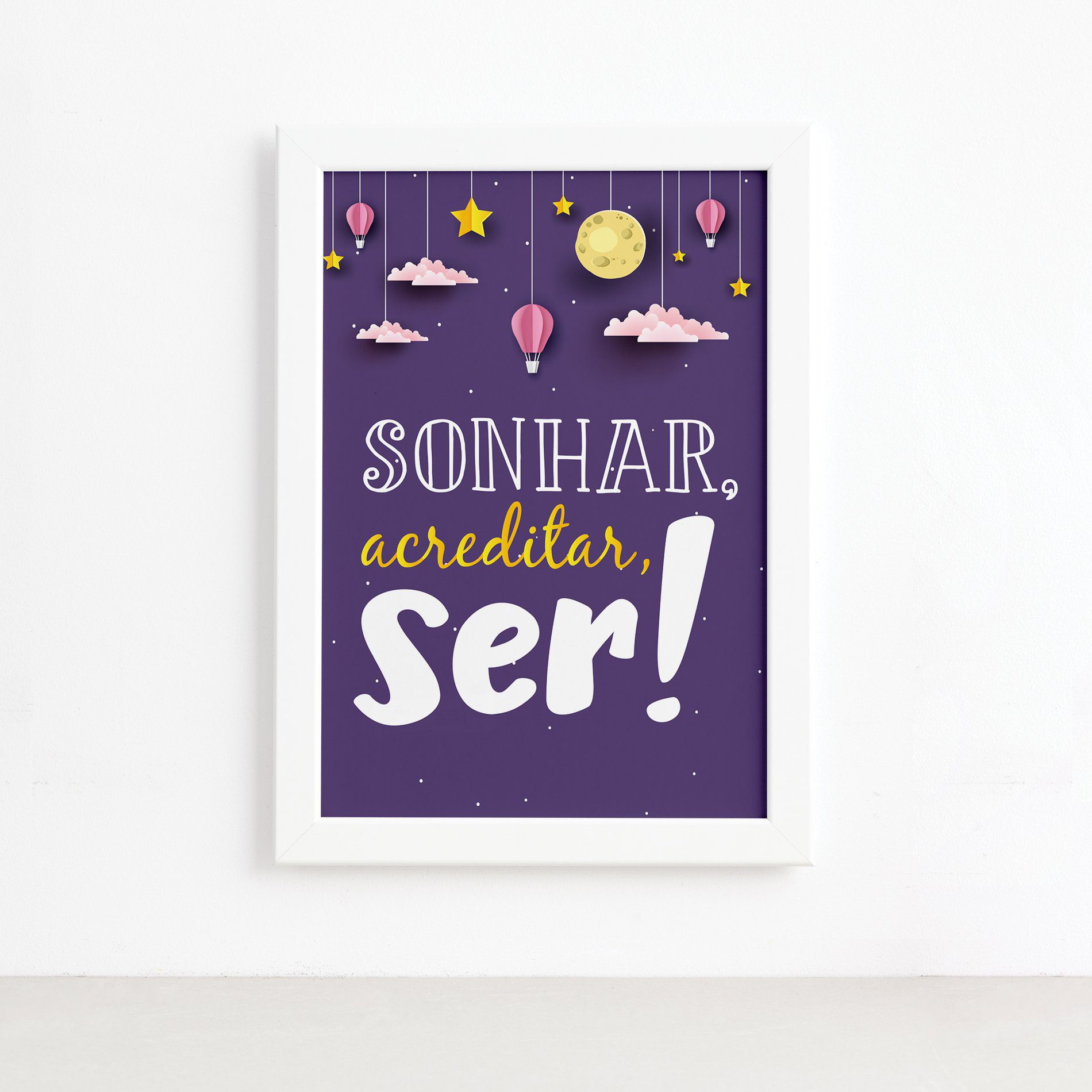 Quadro Infantil Frase Menina Moldura Branca 4un 22x32cm