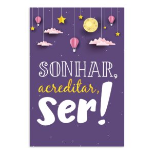 Placa MDF Infantil Frase Menina Sonhar Acreditar