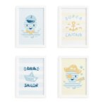 Quadros para Quarto de Bebê Marinheiro Moldura Branca 33x43