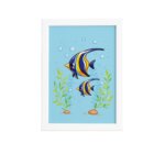 Quadro Infantil Peixe Azul Moldura Branca 33x43cm